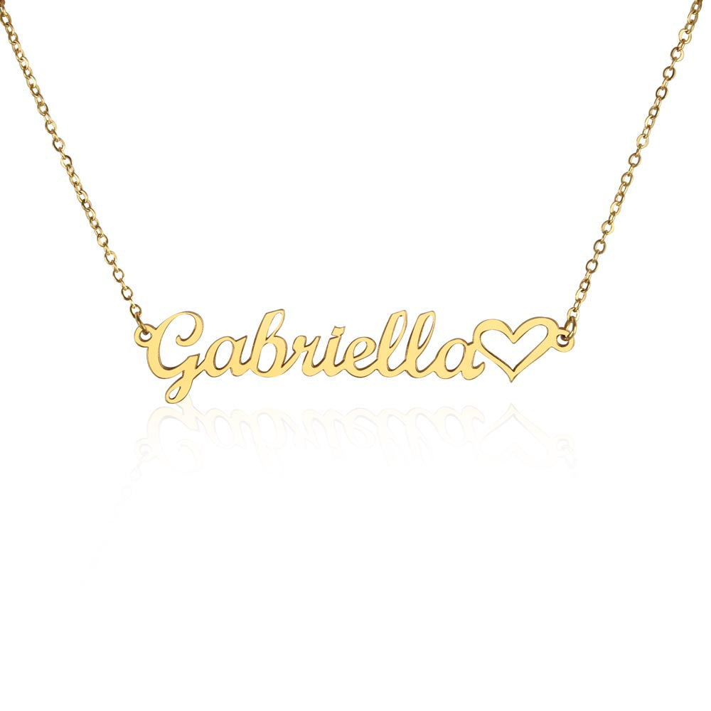 Heart Name Necklace — 18k Yellow Gold Finish / Standard Box
