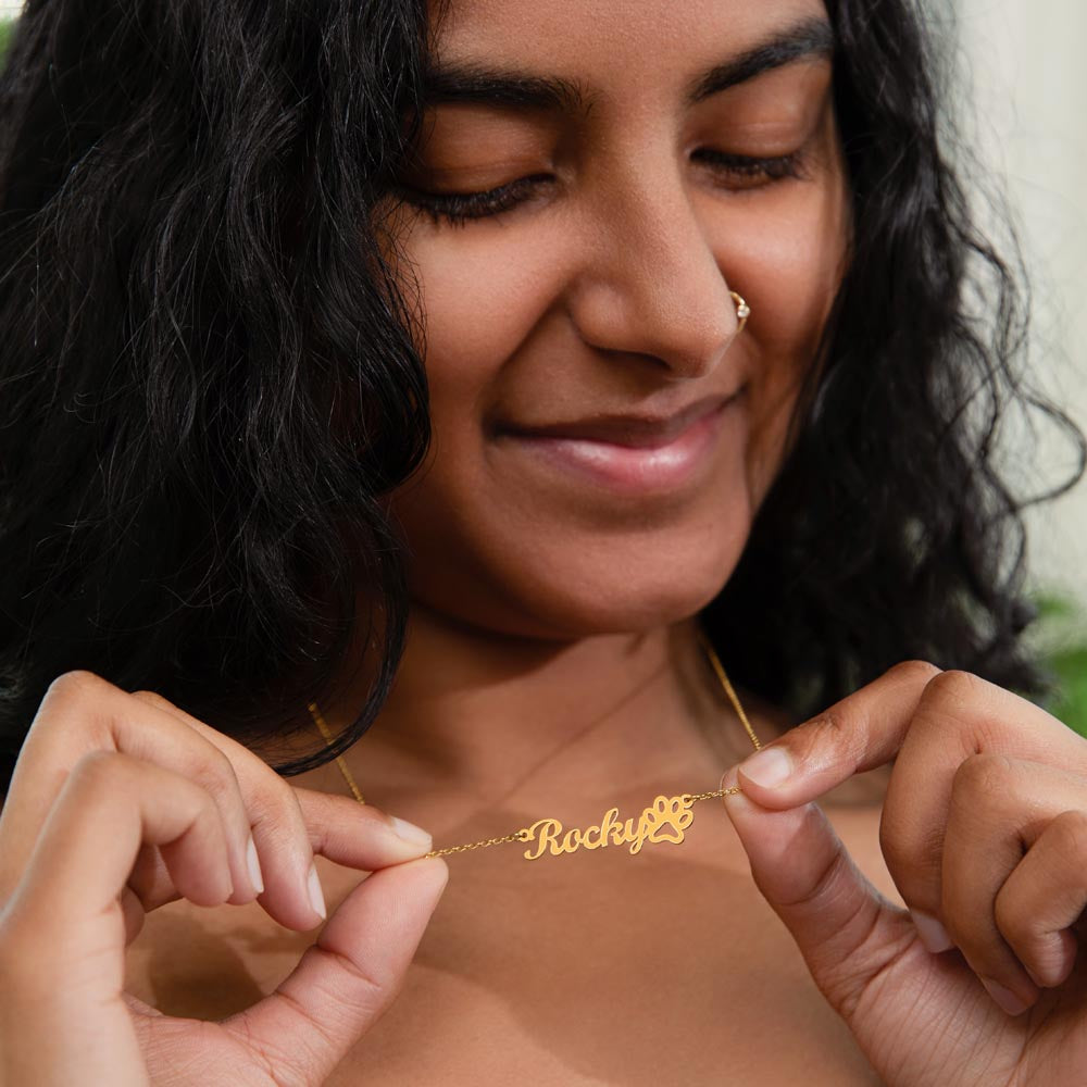 Paw Print Name Necklace — product gallery photo 4