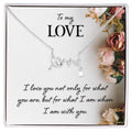 Scripted Love Necklace in polished surgical steel with Standard Box