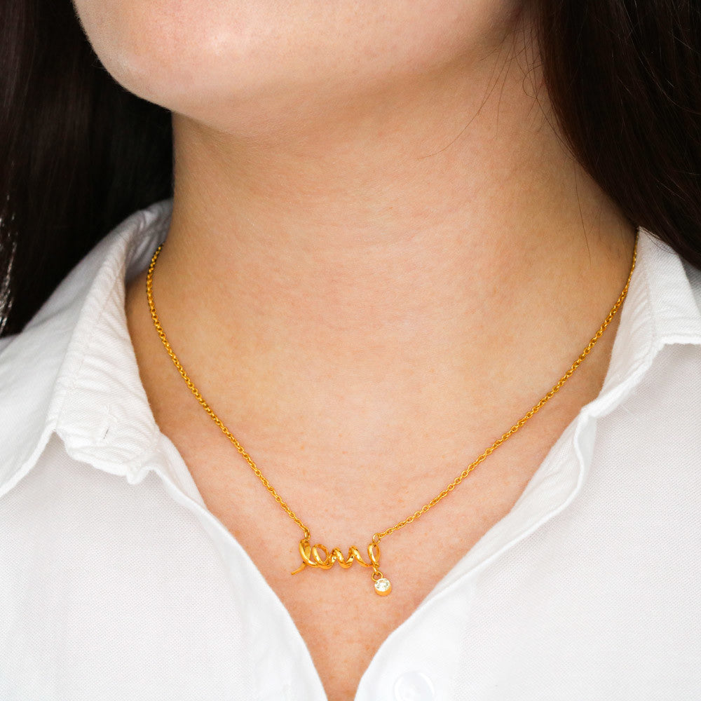18K yellow gold finish Scripted Love Necklace product detail