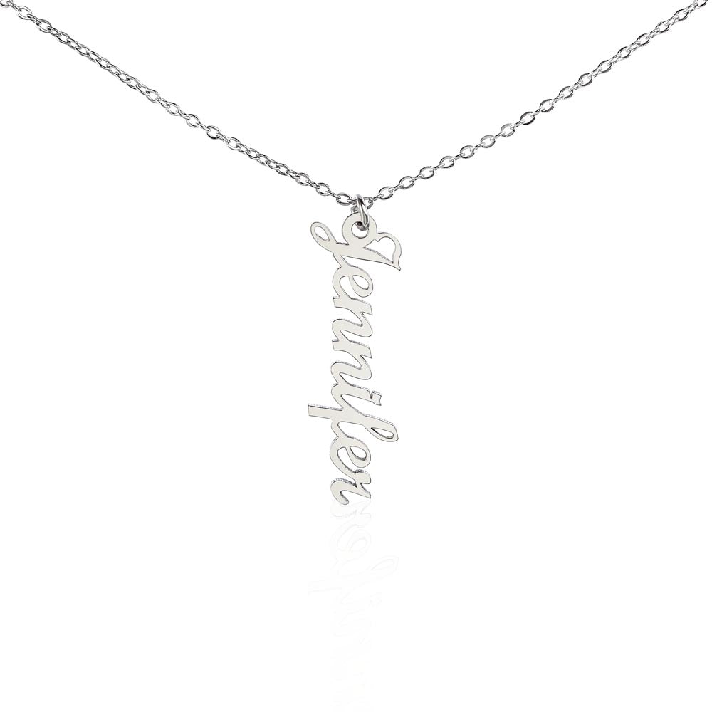 Multi Vertical Name Necklace — 1 Name / Polished Stainless Steel / Standard Box