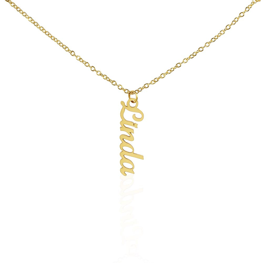 Multi Vertical Name Necklace — 1 Name / 18K Yellow Gold Finish / Standard Box