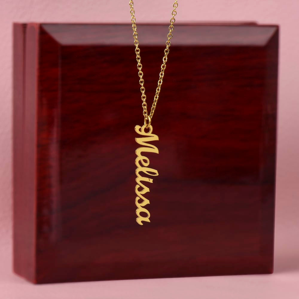 Multi Vertical Name Necklace — 1 Name / 18K Yellow Gold Finish / Luxury Box