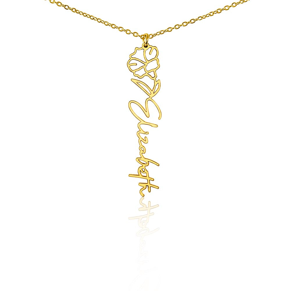 Flower Name Necklace — 18k Yellow Gold Finish / Standard Box / September