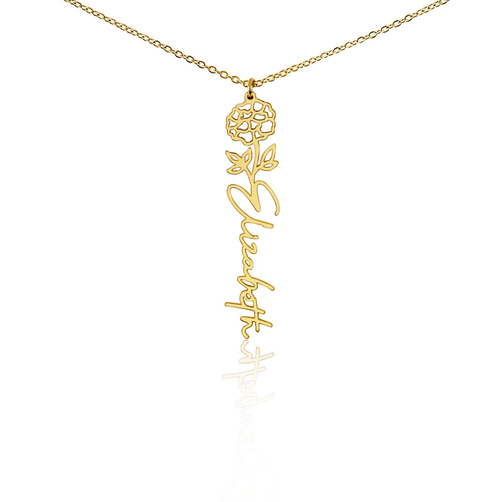 Flower Name Necklace — 18k Yellow Gold Finish / Standard Box / October