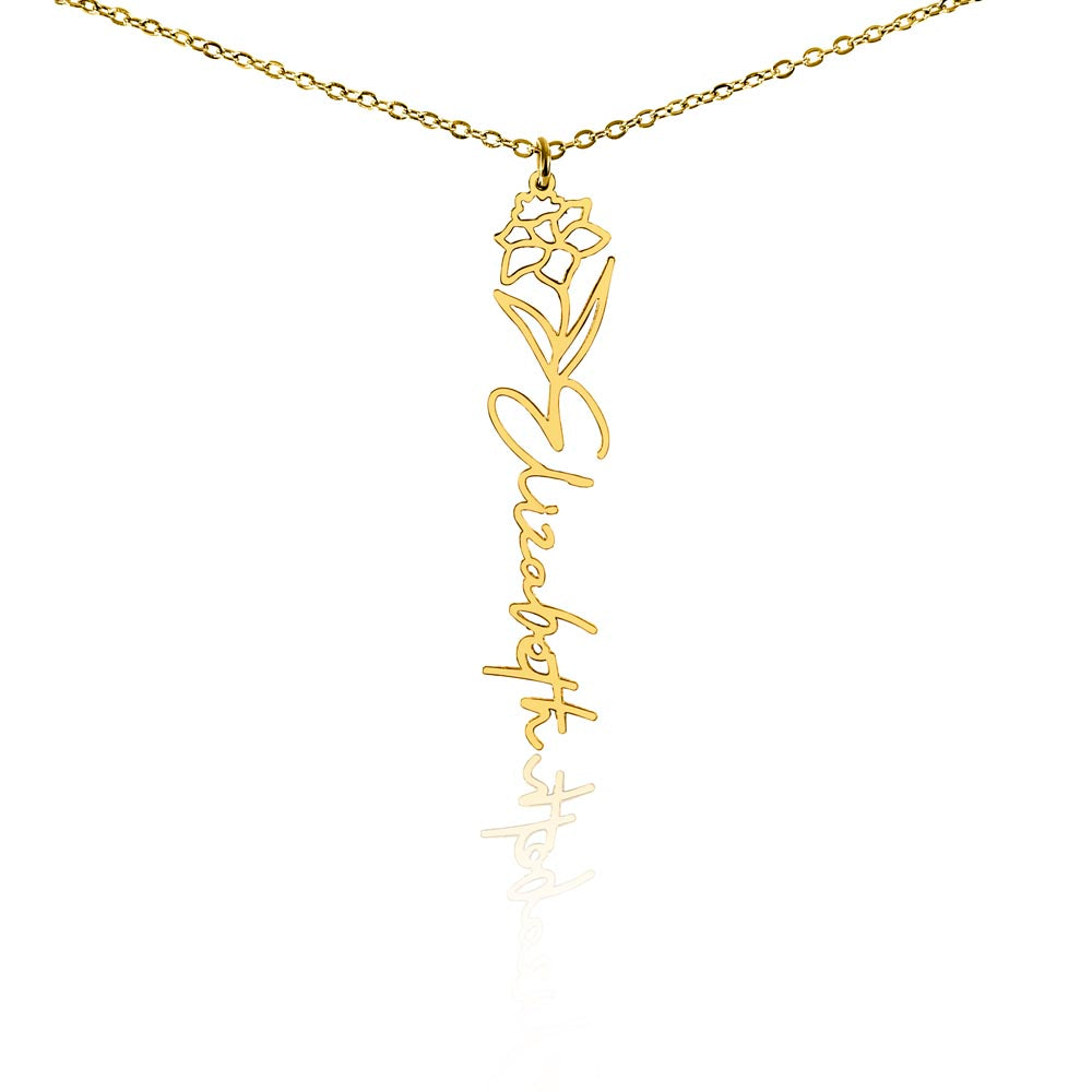 Flower Name Necklace — 18k Yellow Gold Finish / Standard Box / December