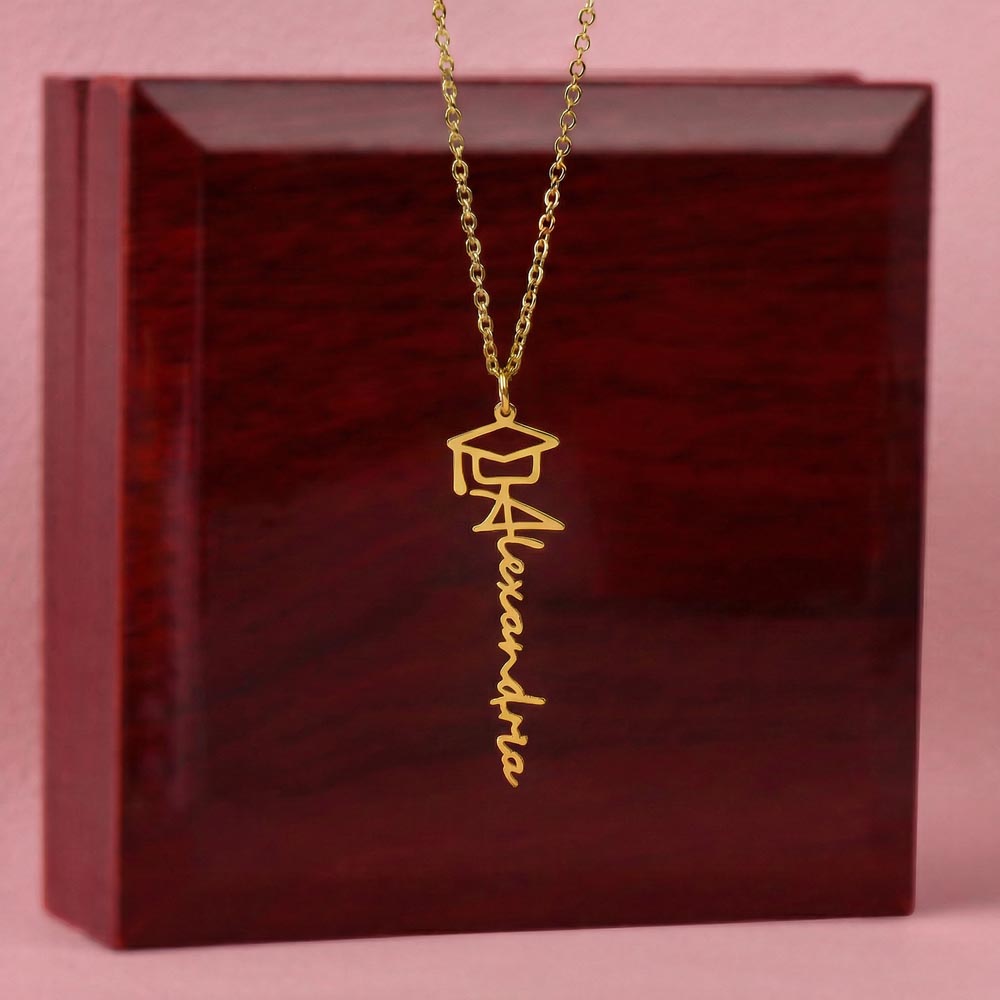 Graduation Cap Necklace — 18k Yellow Gold Finish / Luxury Box