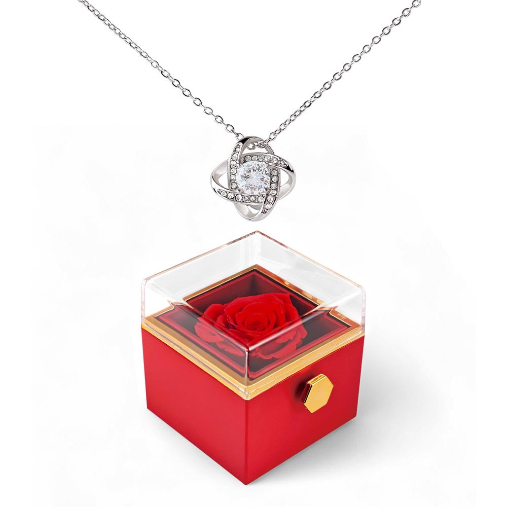 Love Knot - Rotating Rose Gift Box — White Gold Finish