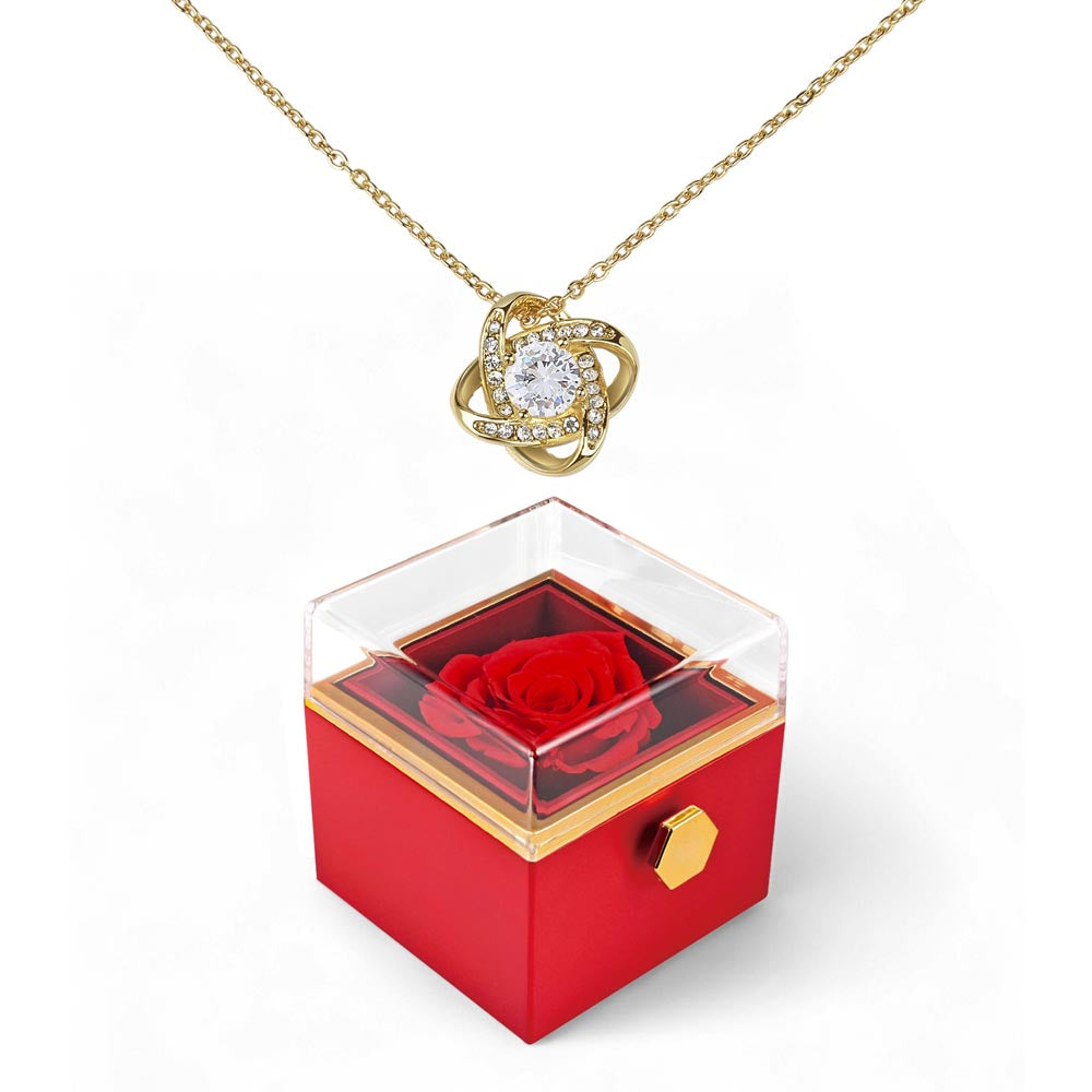 Love Knot - Rotating Rose Gift Box — 18k Yellow Gold Finish