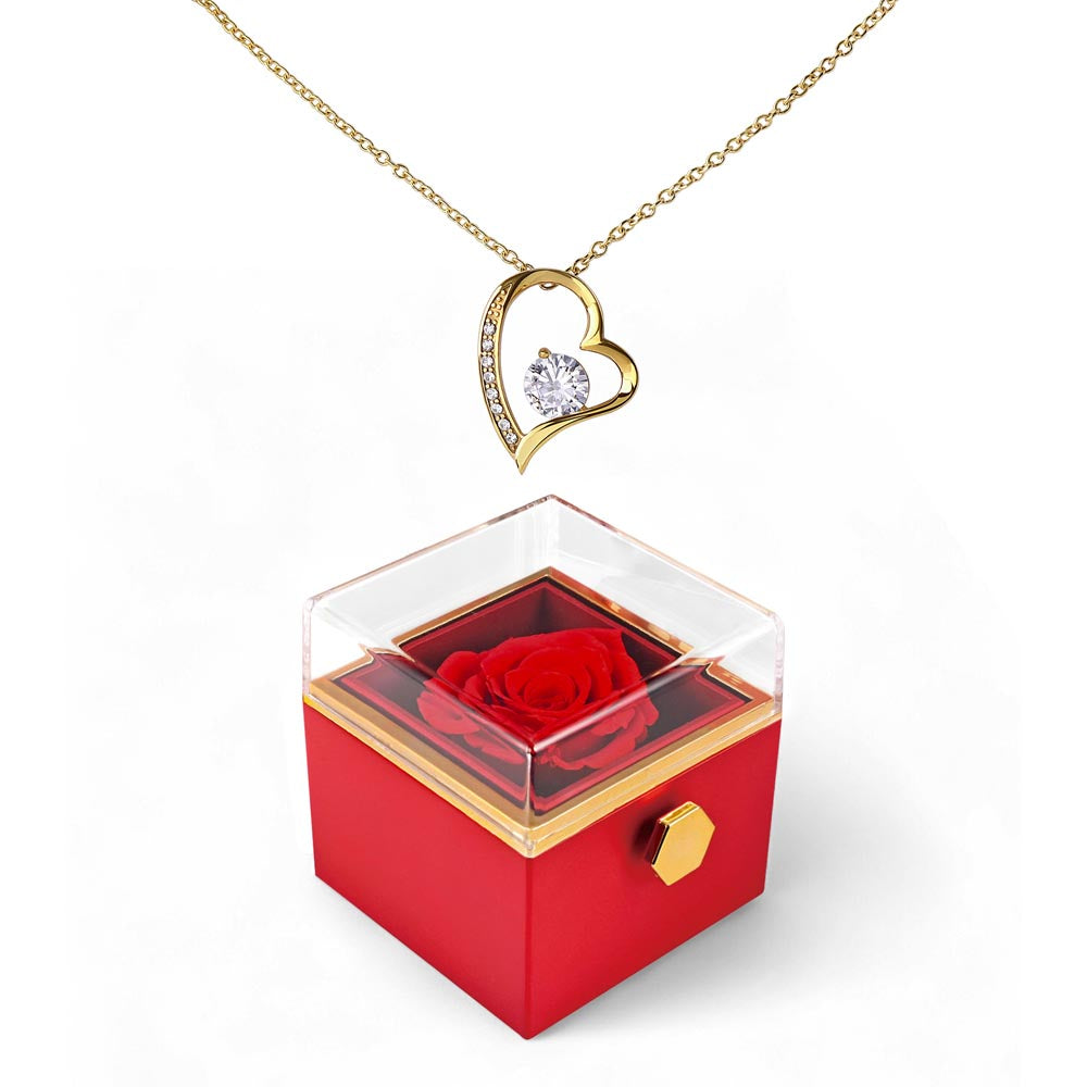 Forever Love - Rotating Rose Gift Box — 18K Yellow Gold Finish