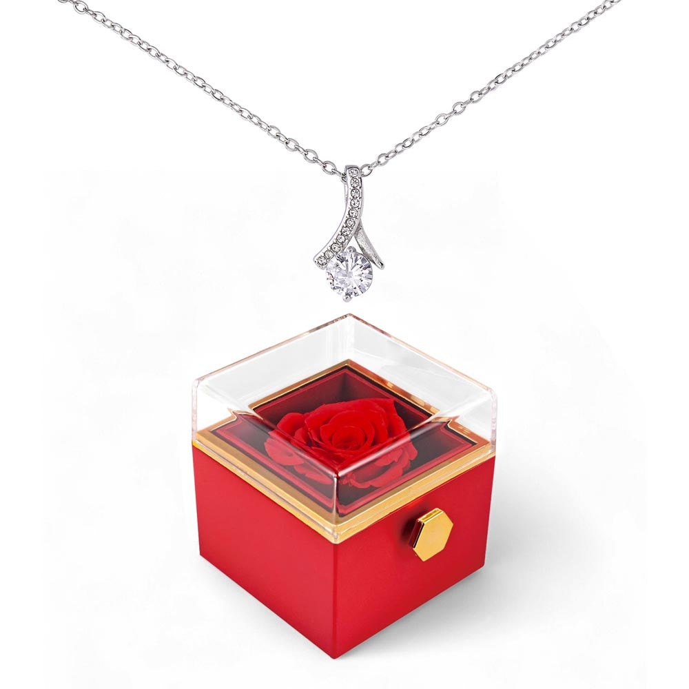 Alluring Beauty - Rotating Rose Gift Box — White Gold Finish