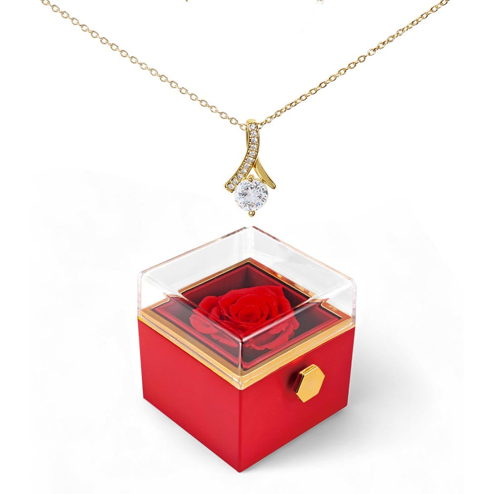 Alluring Beauty - Rotating Rose Gift Box — 18K Yellow Gold Finish