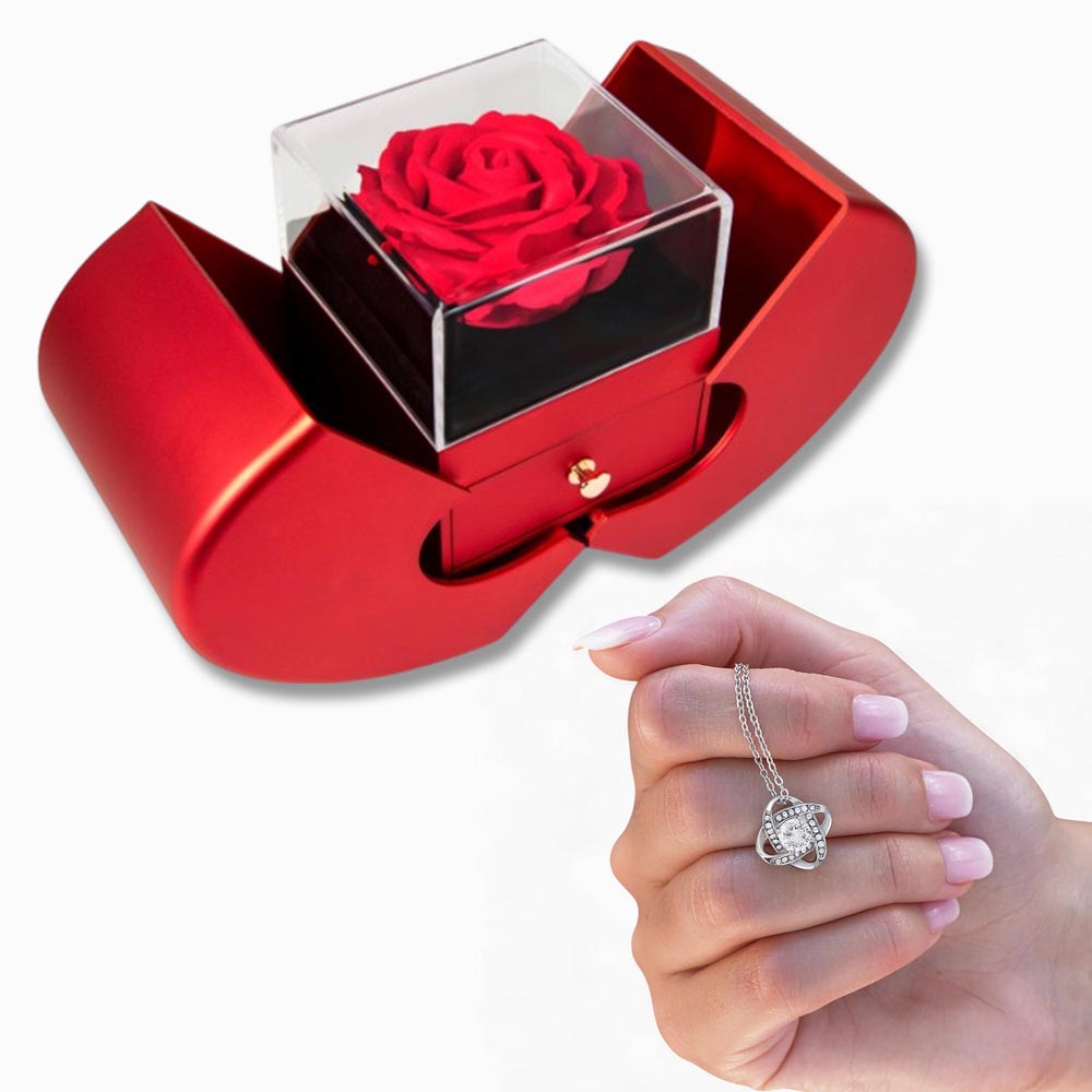 Love Knot Necklace - Red Heart Rose Box — product gallery photo 2