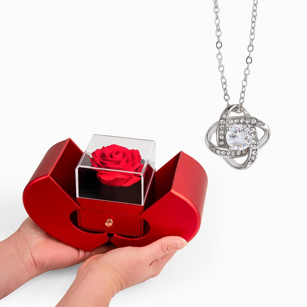 Love Knot Necklace - Red Heart Rose Box — product gallery photo 3