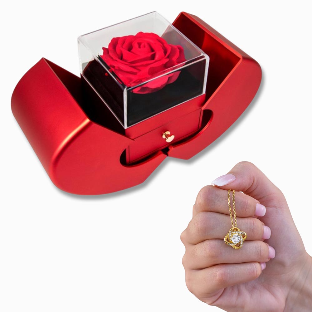 Love Knot Necklace - Red Heart Rose Box — product gallery photo 5