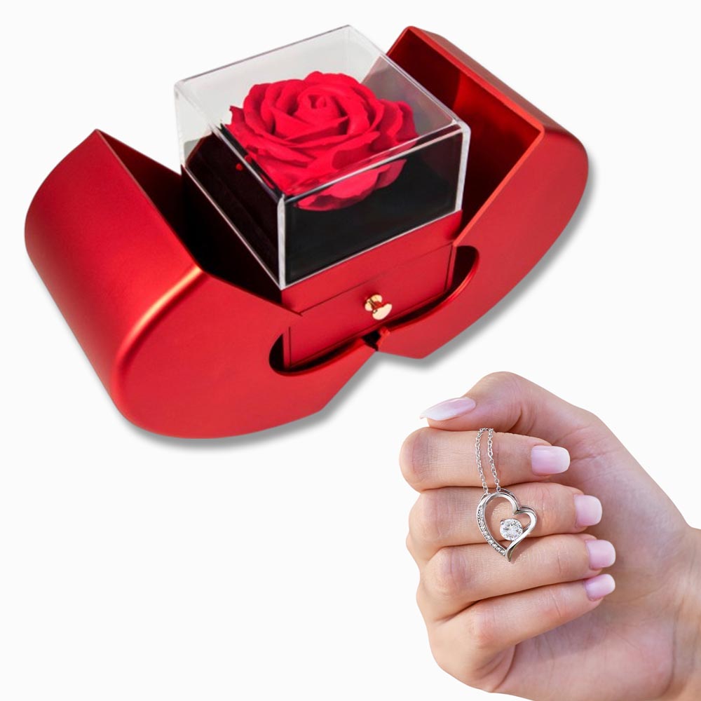 Forever Love Necklace - Red Heart Rose Box — product gallery photo 2
