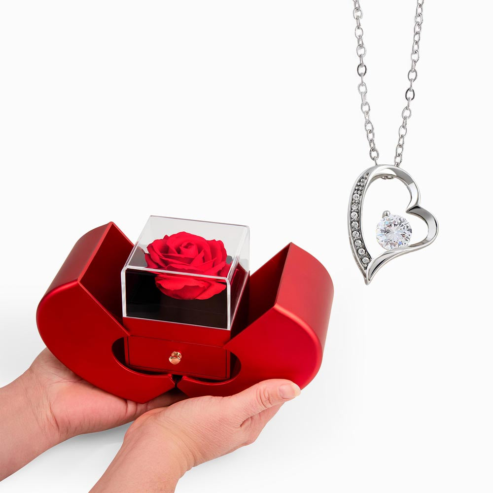Forever Love Necklace - Red Heart Rose Box — product gallery photo 3