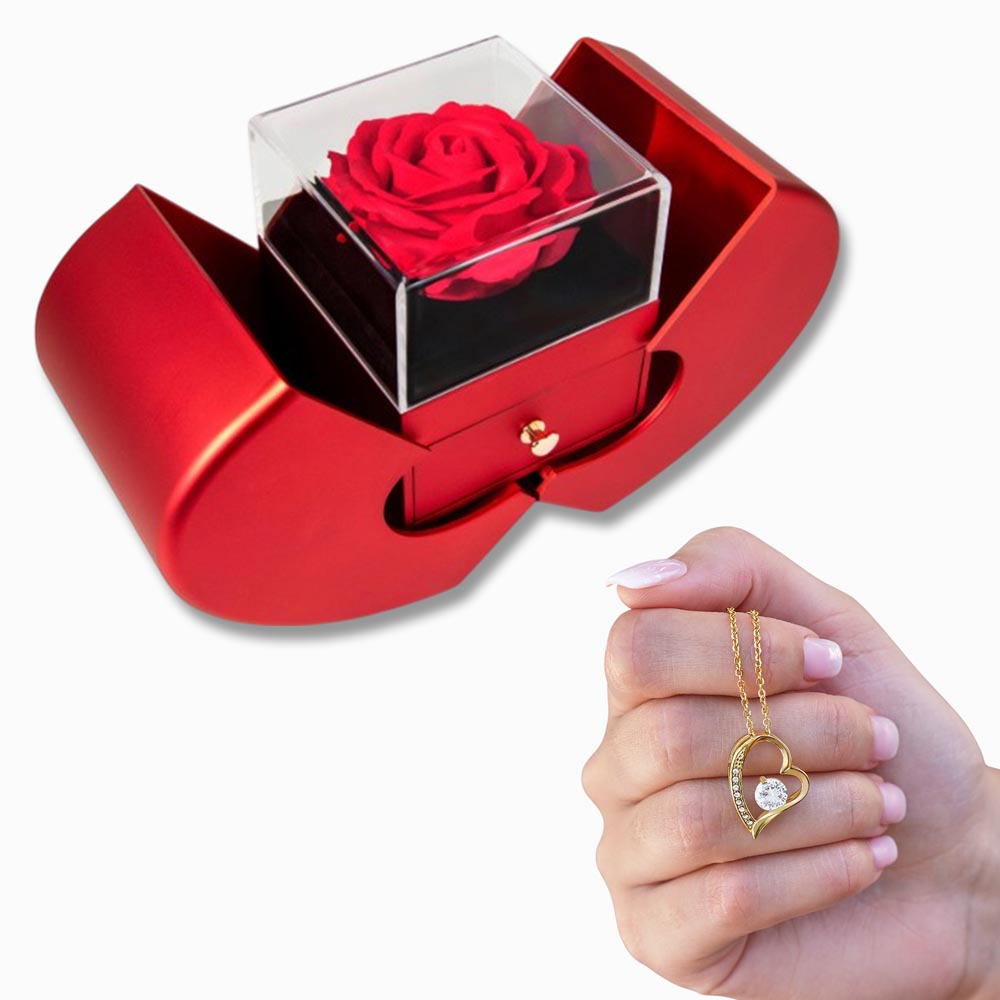 Forever Love Necklace - Red Heart Rose Box — product gallery photo 5