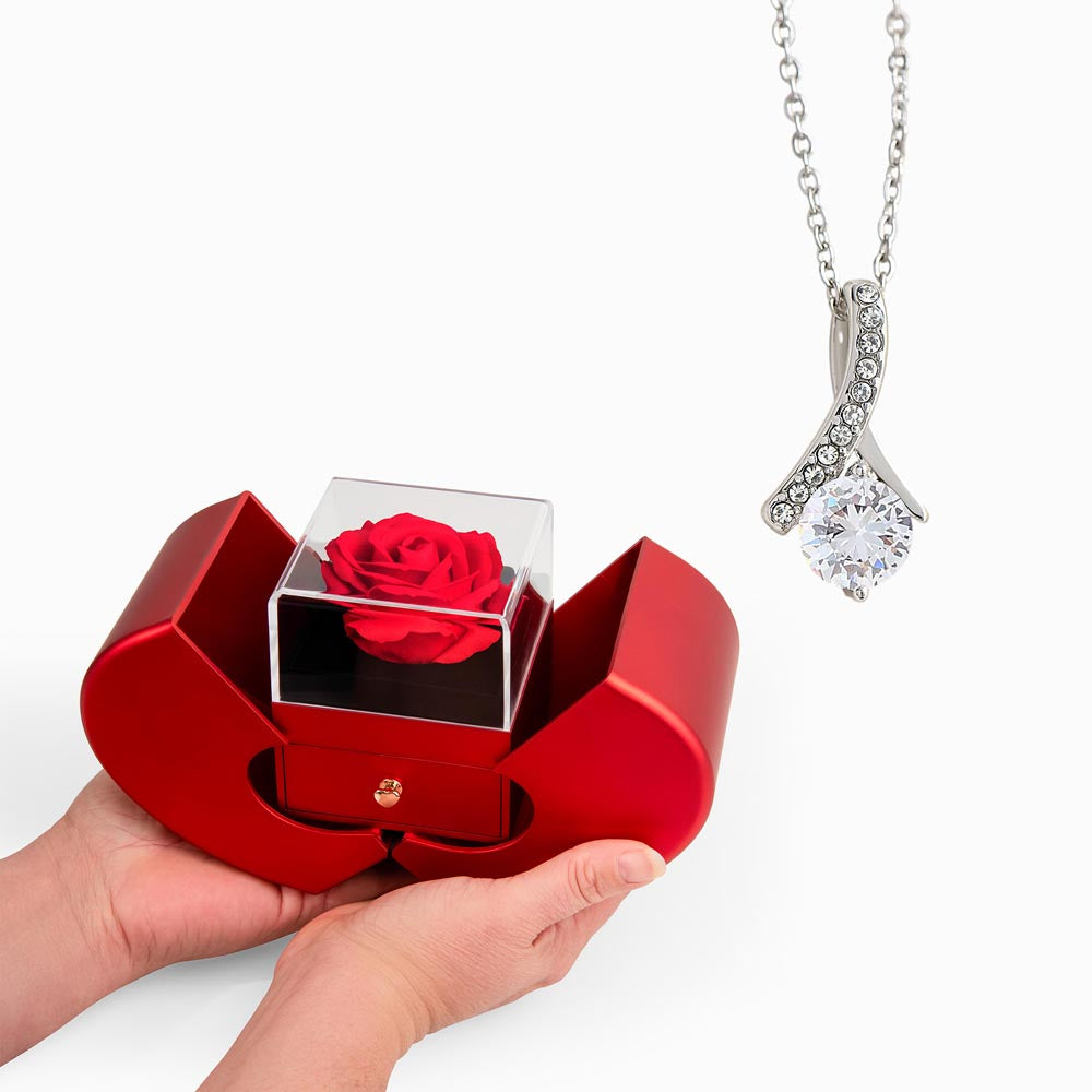 Alluring Beauty Necklace - Red Heart Rose Box — product gallery photo 3