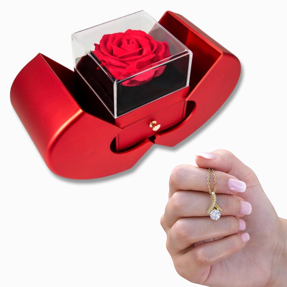 Alluring Beauty Necklace - Red Heart Rose Box — product gallery photo 5
