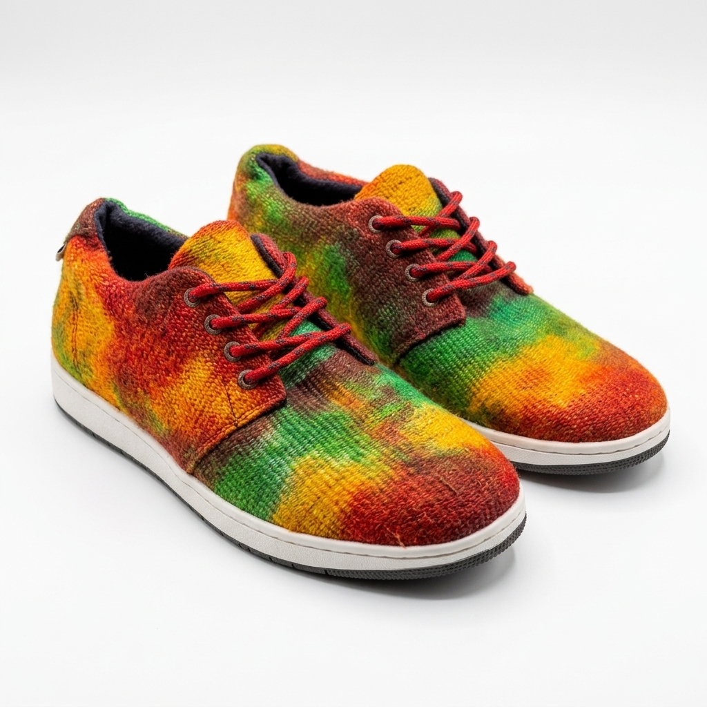 Rasta Tie Dye Hemp Sneakers – Organic Lace-Up Hemp Shoes