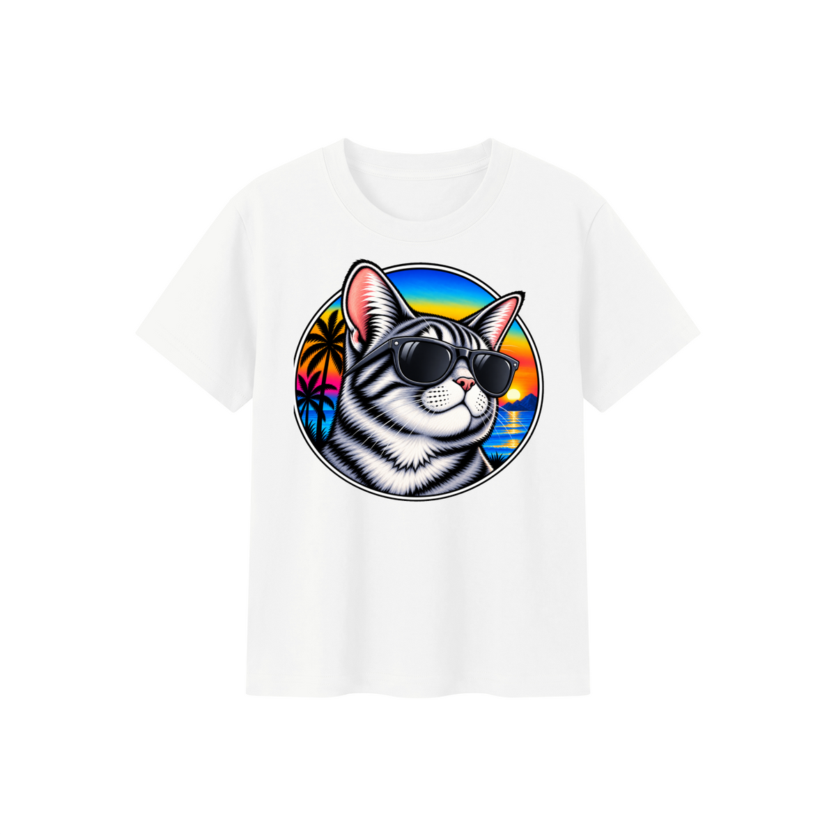 Cat Sunset Kids' Crewneck Short-Sleeve T-Shirt