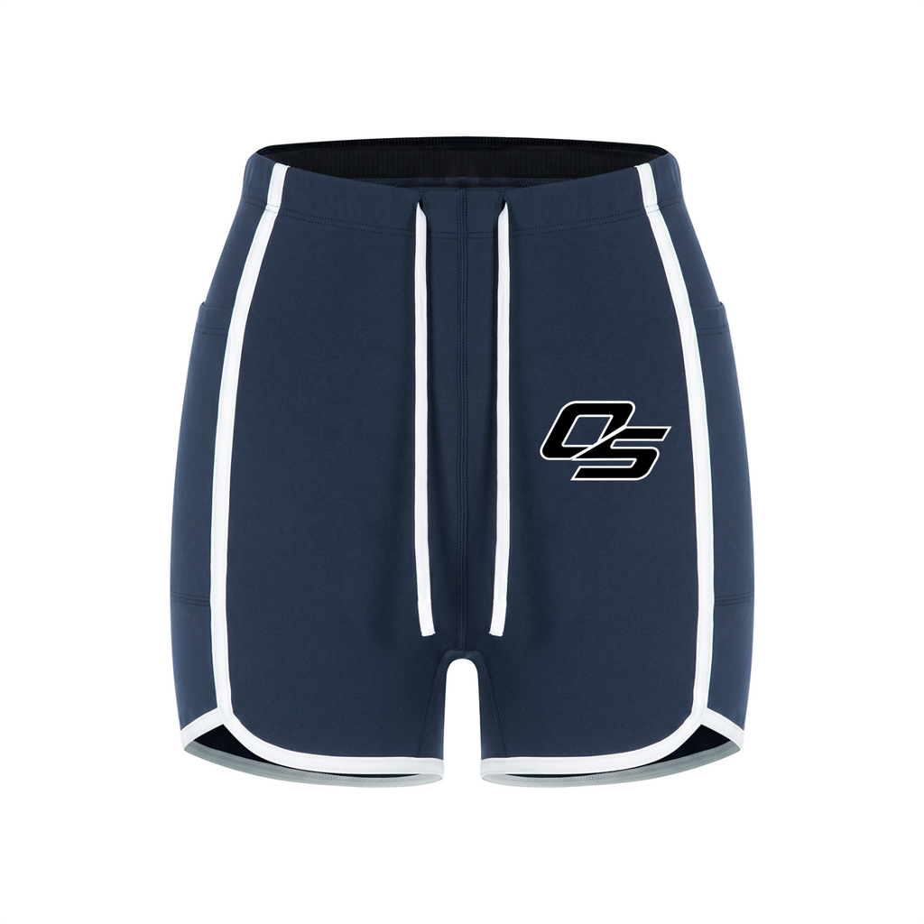 Off Script Women’s High-Rise Contrast-Piped Yoga Shorts