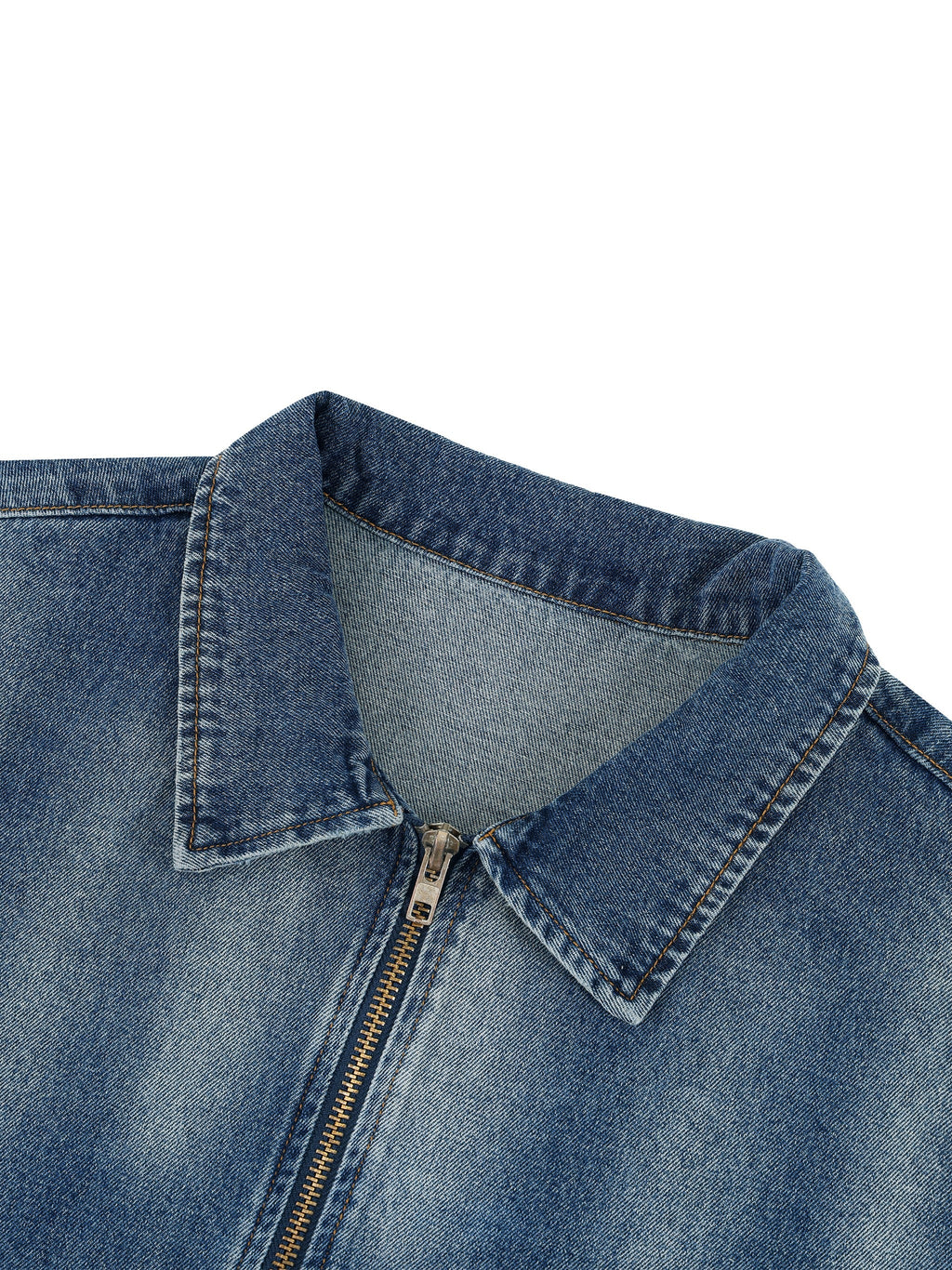 Unisex Vintage Washed Full-Zip Denim Shirt