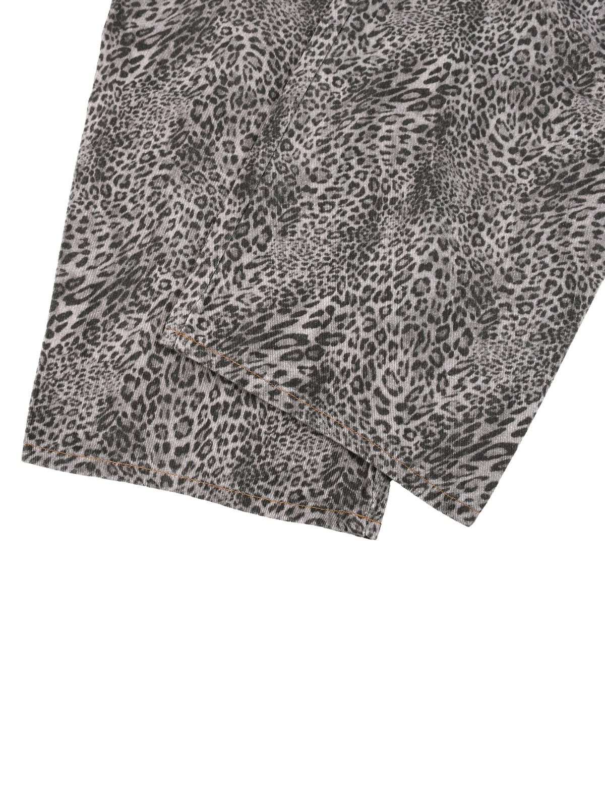 Unisex Vintage Wash Leopard Wide Leg Jeans