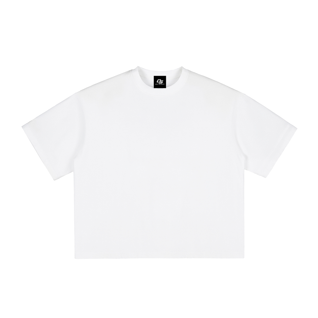 White Unisex vintage-washed boxy T-shirt front view
