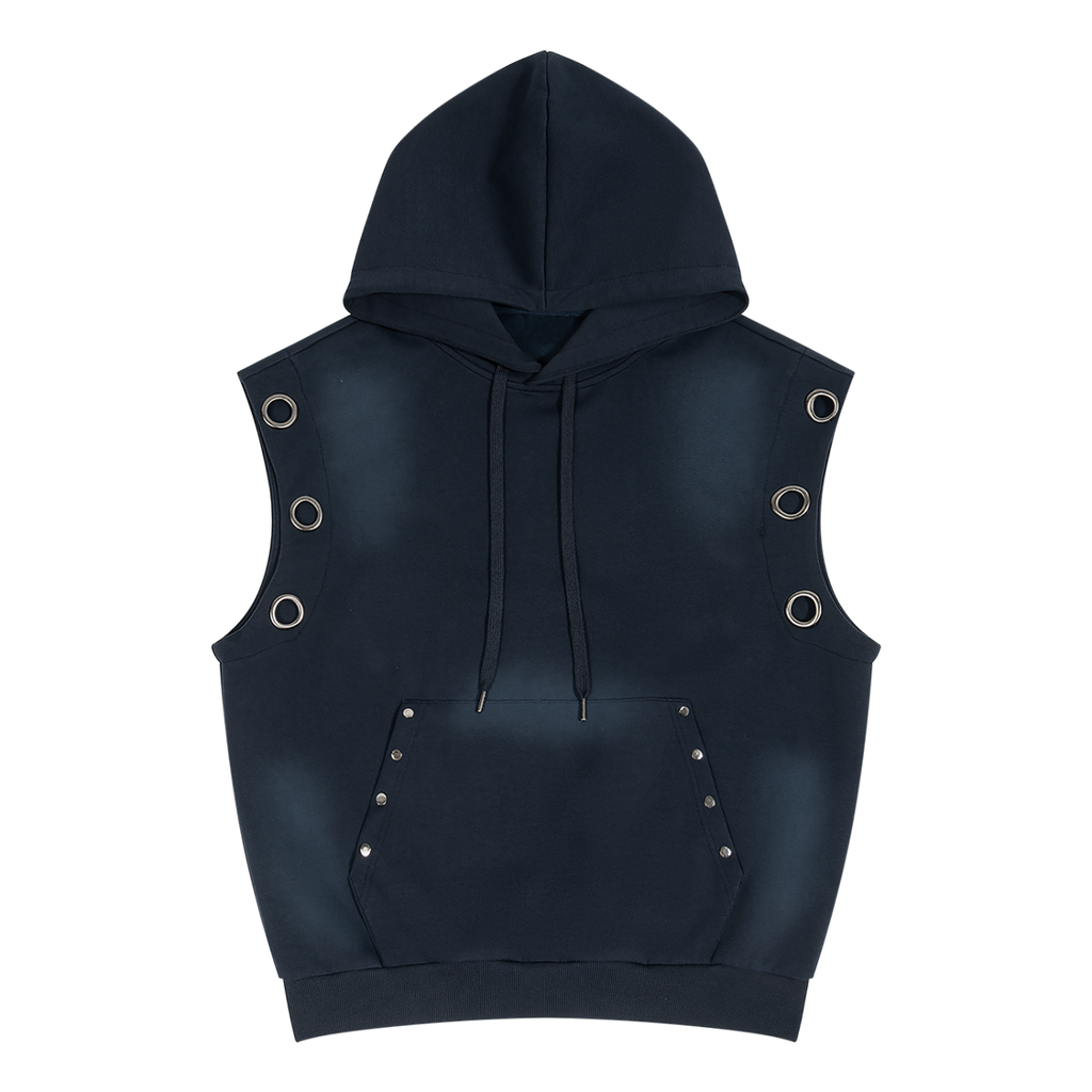 Vintage-Wash Sun-Fade Sleeveless Hoodie