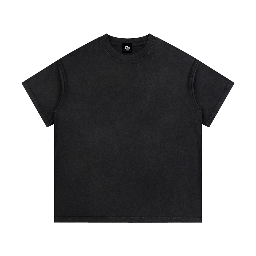 Black Unisex Vintage-Wash Cotton T-Shirt front view