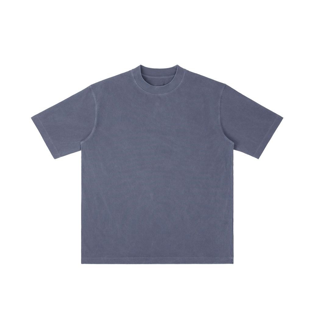 Navy Blue Unisex Vintage-Wash Drop-Shoulder T-Shirt front view