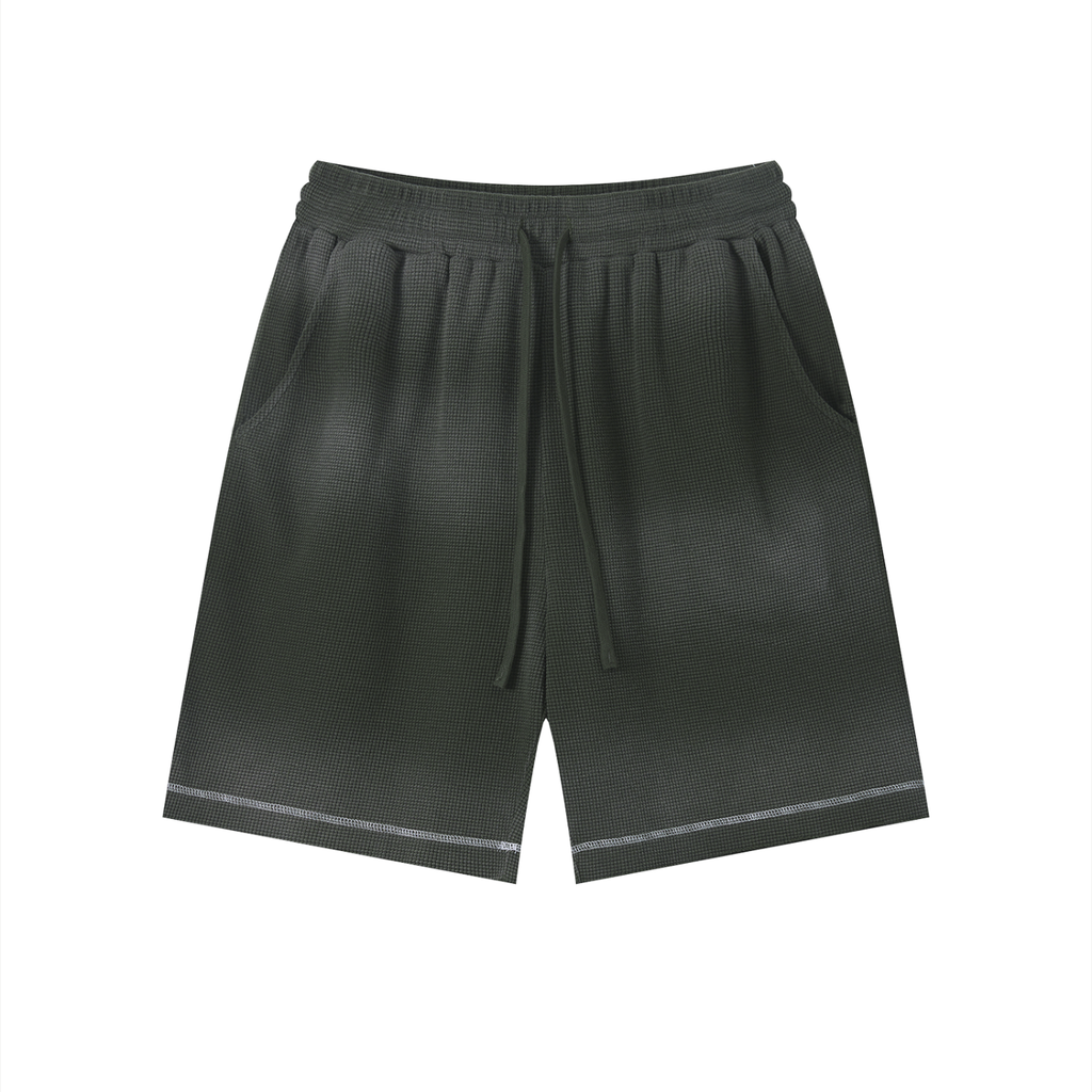 Unisex Sunfade Waffle Raw Hem Shorts