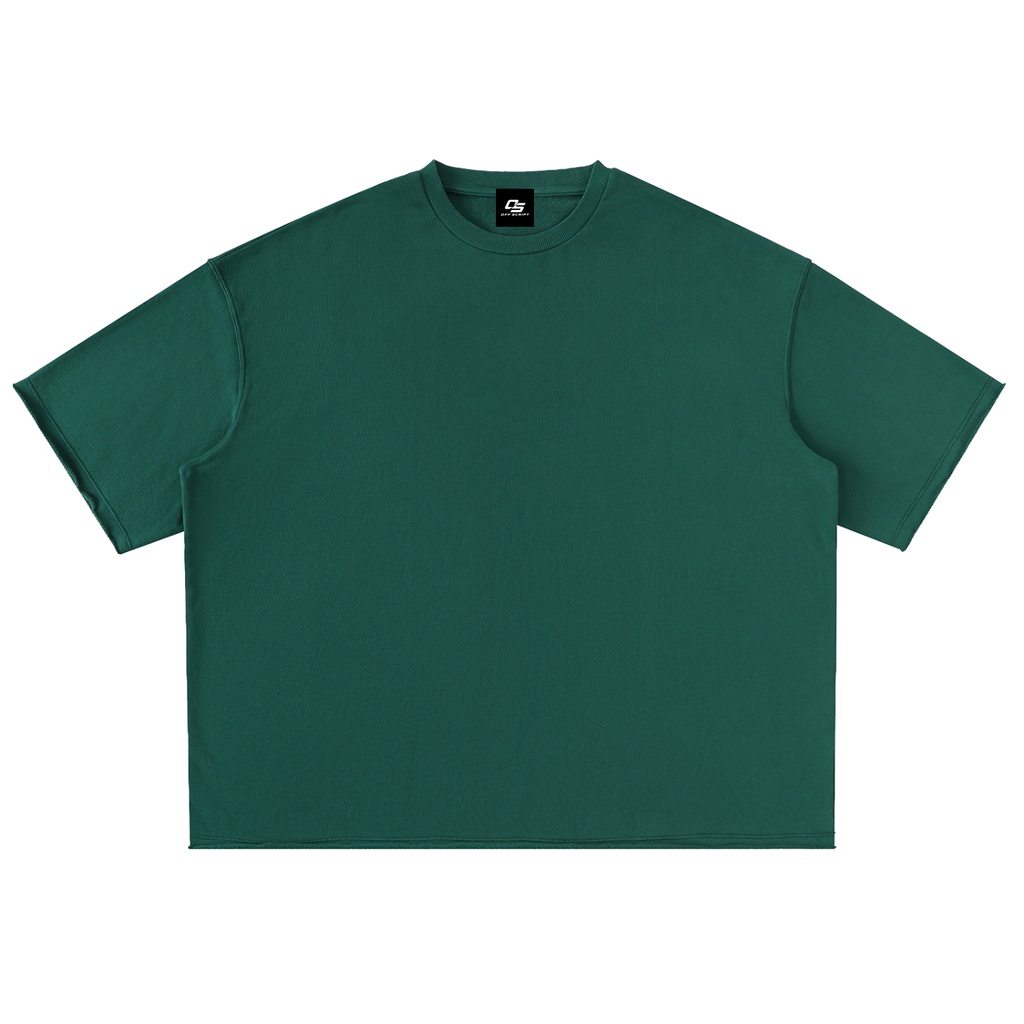 Green Unisex Washed Rolled-Hem Half-Sleeve T-Shirt front view