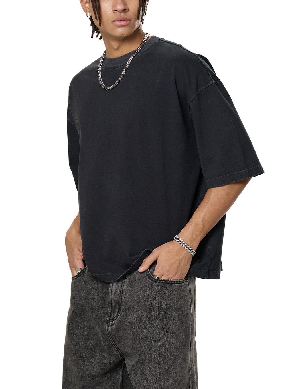 Unisex vintage-washed boxy T-shirt lifestyle view