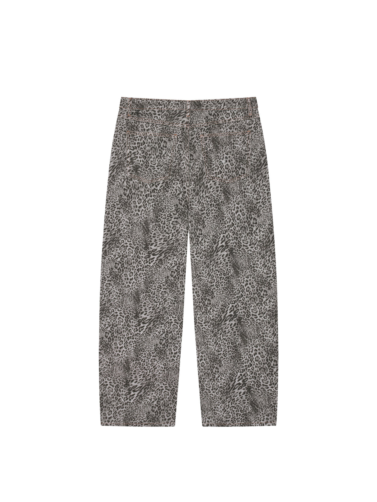 Unisex Vintage Wash Leopard Wide Leg Jeans