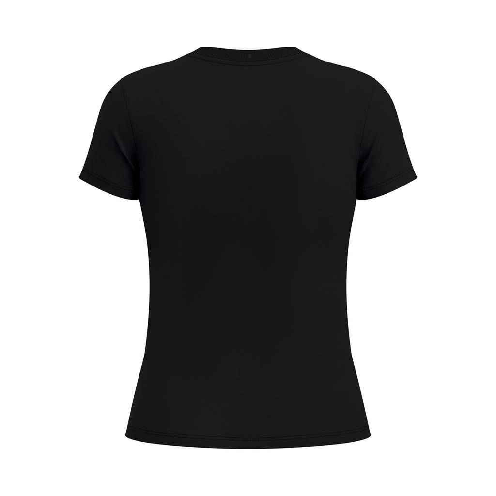 Bloom Anyway women's graphic T-shirt in Black – plain back mockup