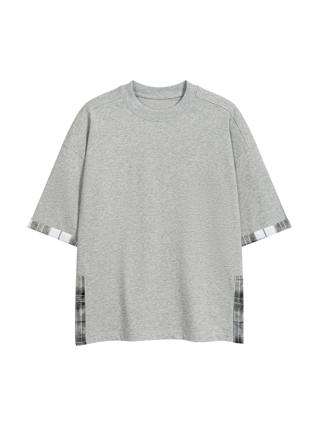 Unisex Plaid Paneled T-Shirt