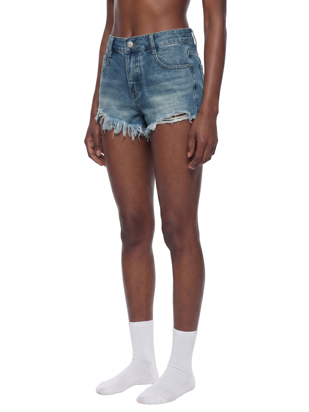 Women’s Vintage Wash Raw Hem Denim Shorts