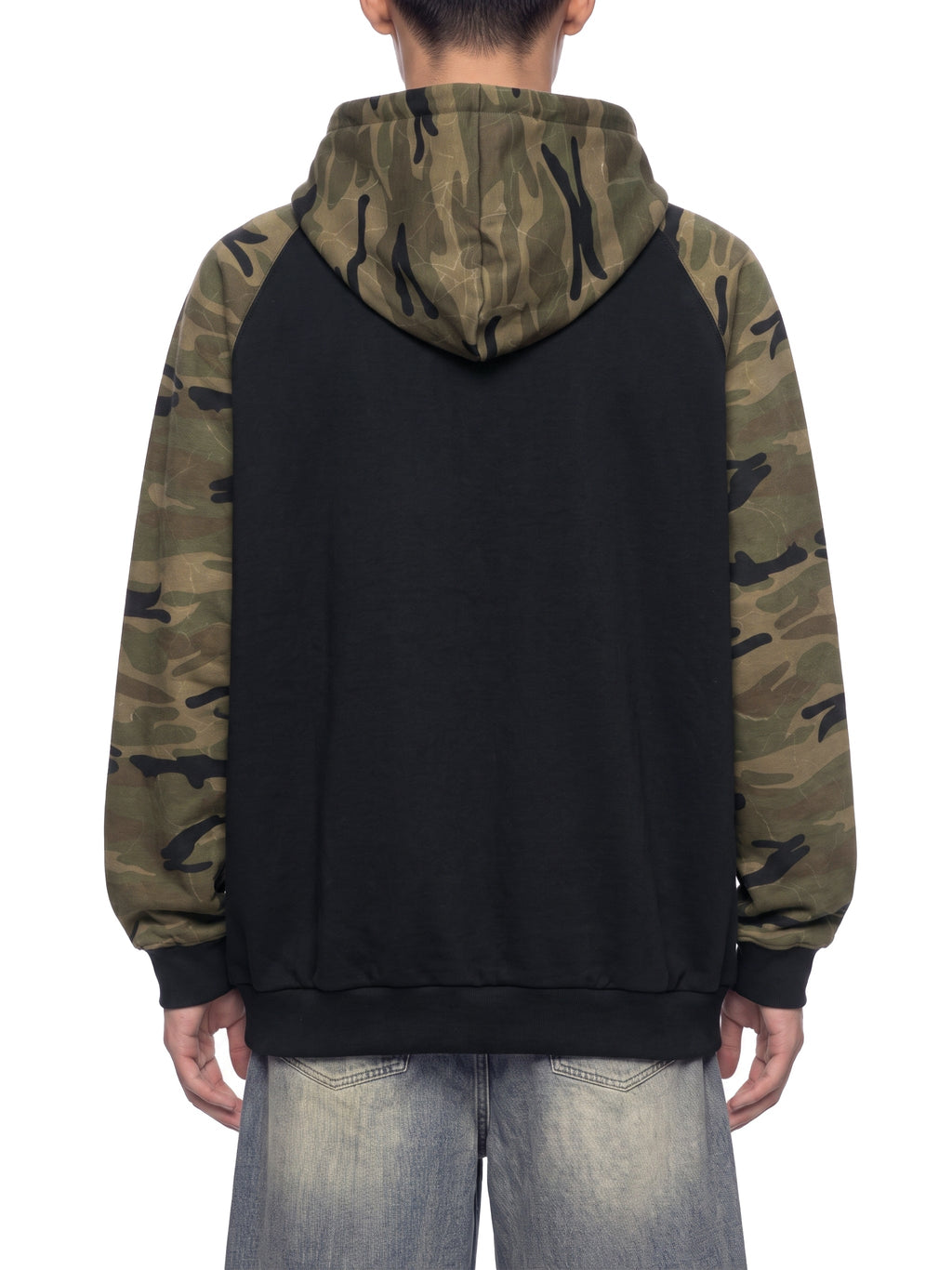 Unisex Camo-Splice Raglan Zip Hoodie