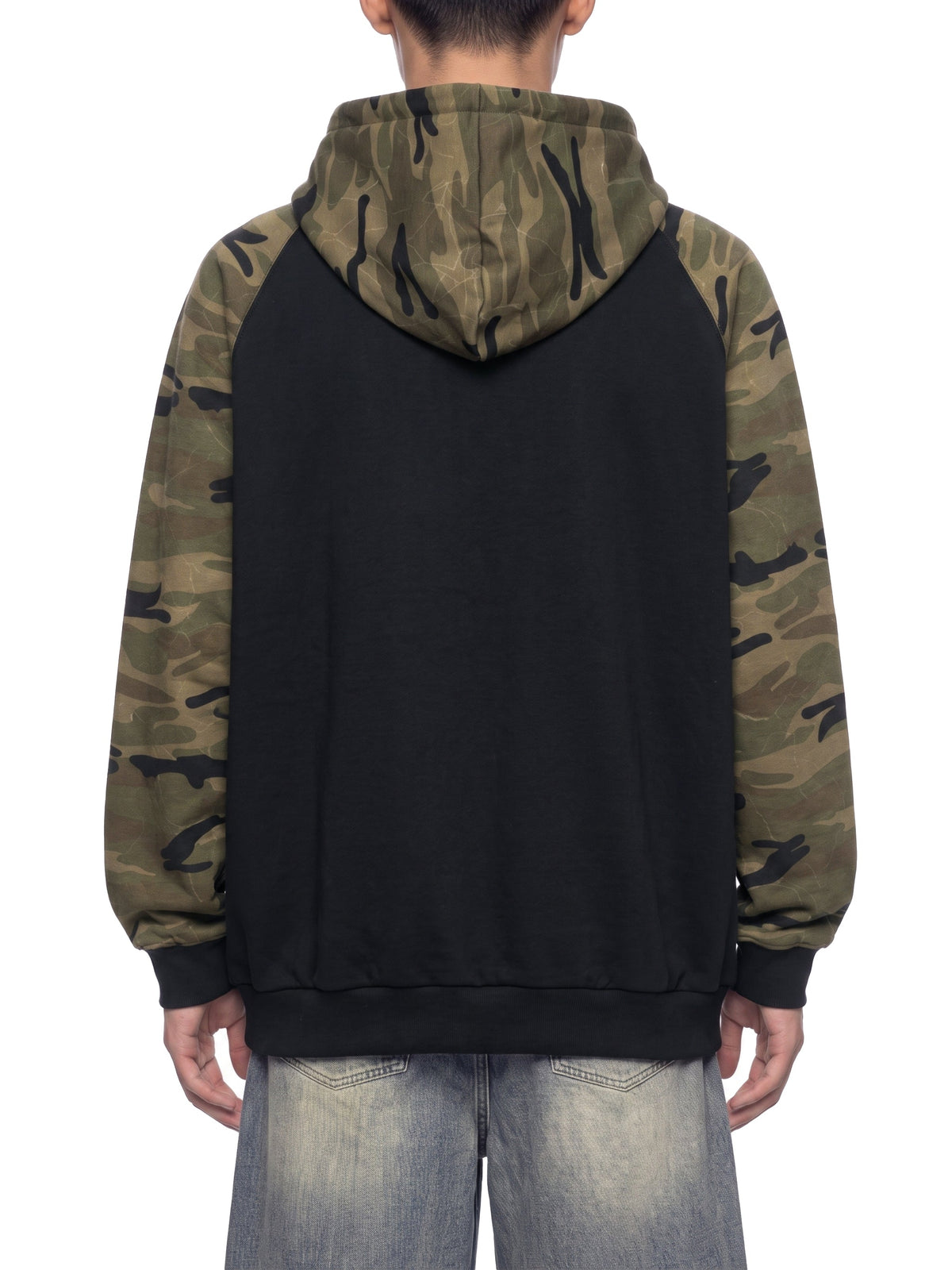Unisex Camo-Splice Raglan Zip Hoodie