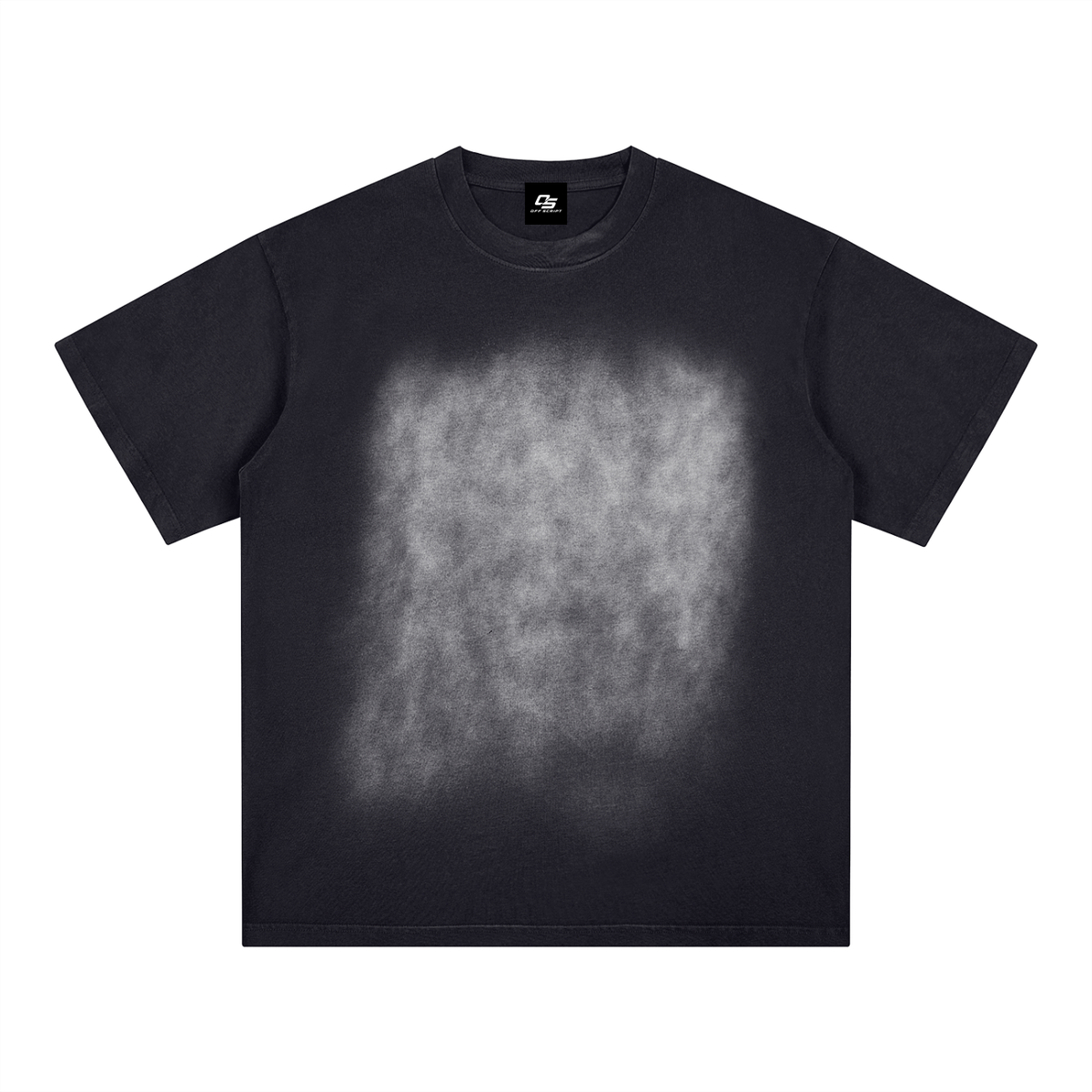 Square Patch Monkey Washed T-Shirt – Black front view