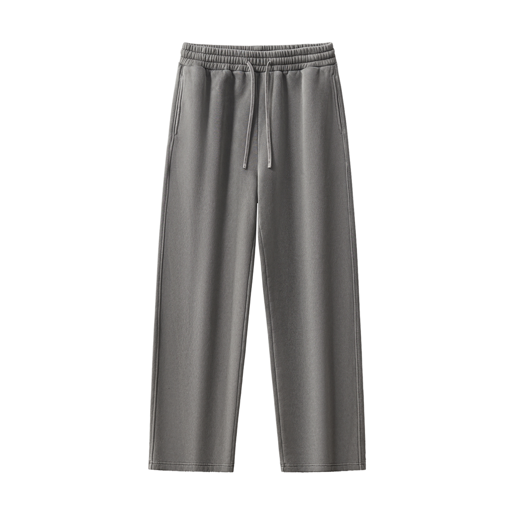 Unisex Frayed Enzyme-Washed Fleece Sweatpants – Dark Grey front view