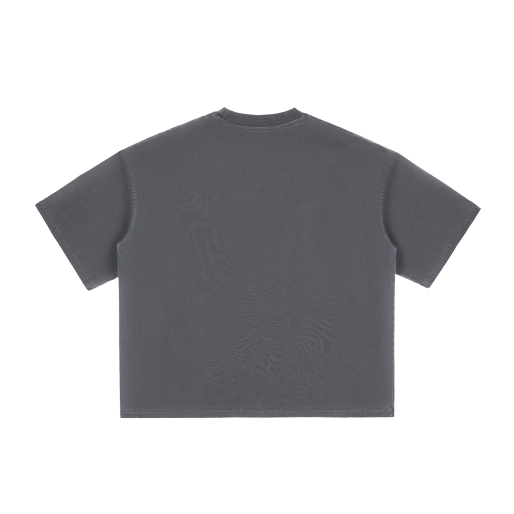 Haze Grey Unisex vintage-washed boxy T-shirt back view