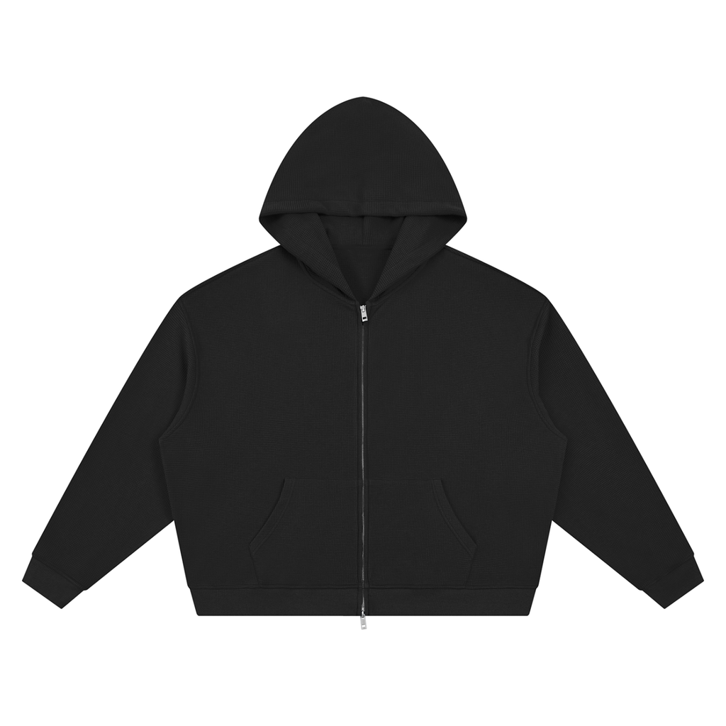 Unisex Waffle Boxy Full-Zip Hoodie