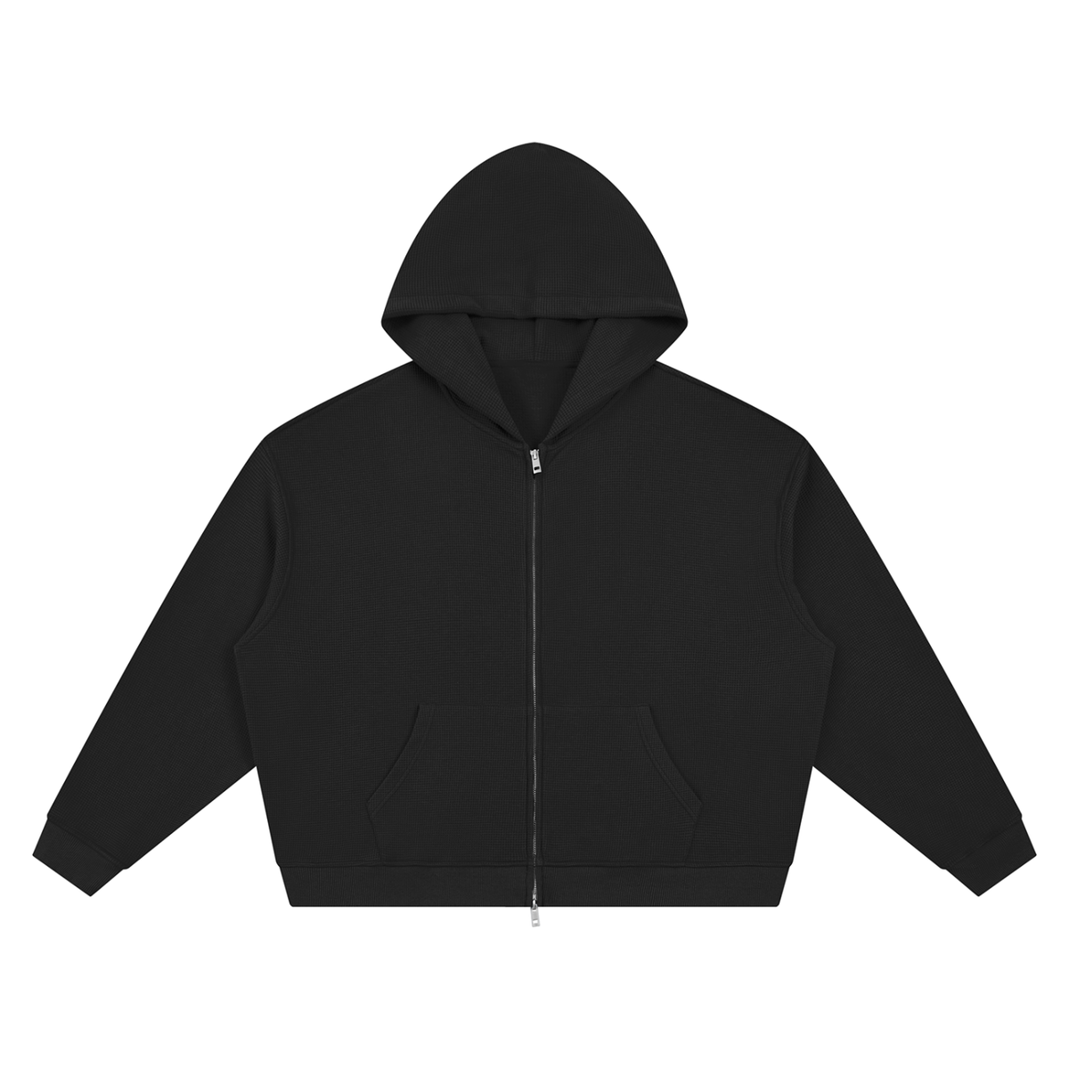 Unisex Waffle Boxy Full-Zip Hoodie
