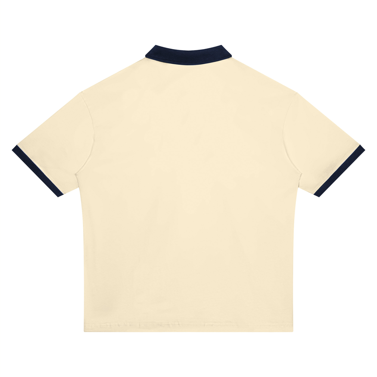 Apricot with Navy Blue Unisex Color Block Polo Shirt back product view