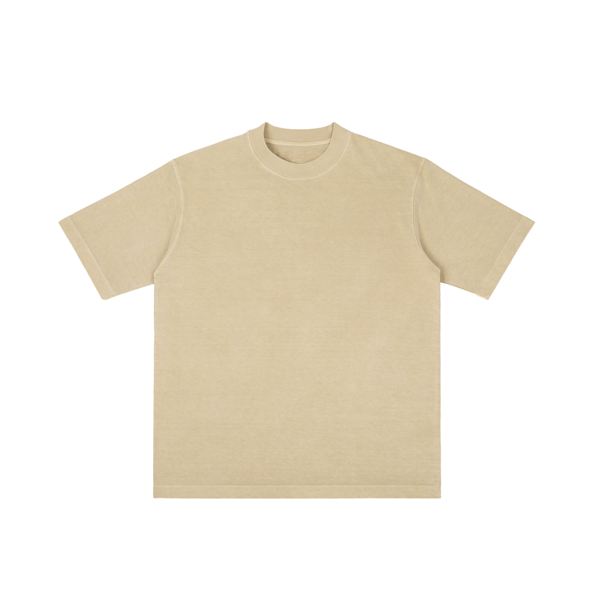 Khaki Unisex Vintage-Wash Drop-Shoulder T-Shirt front view