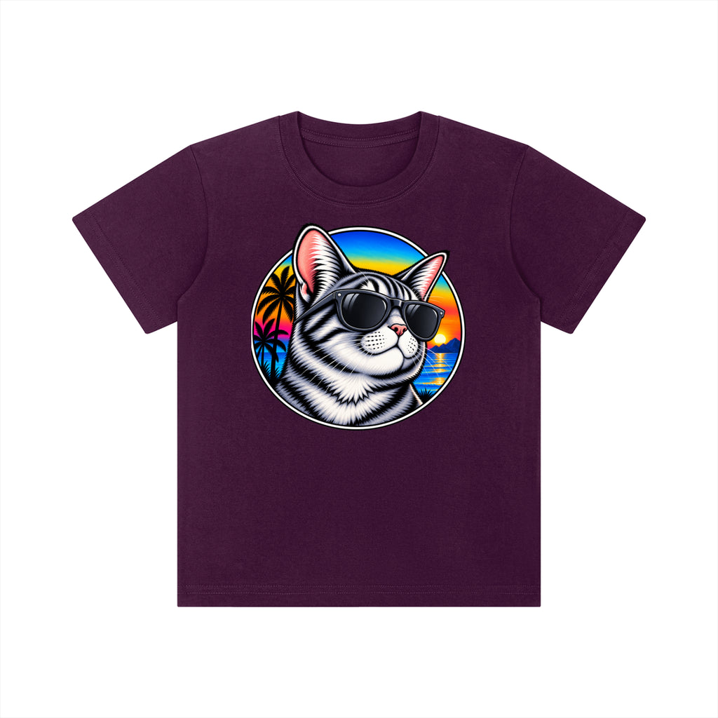 Cat Sunset Kids' Crewneck Short-Sleeve T-Shirt